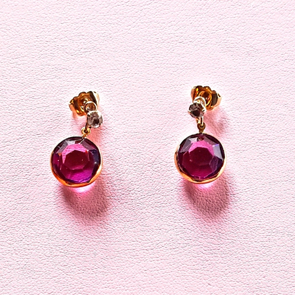 VTG AVON Amethyst-Colored Convertible Dangle on Rhinestone Stud Earrings